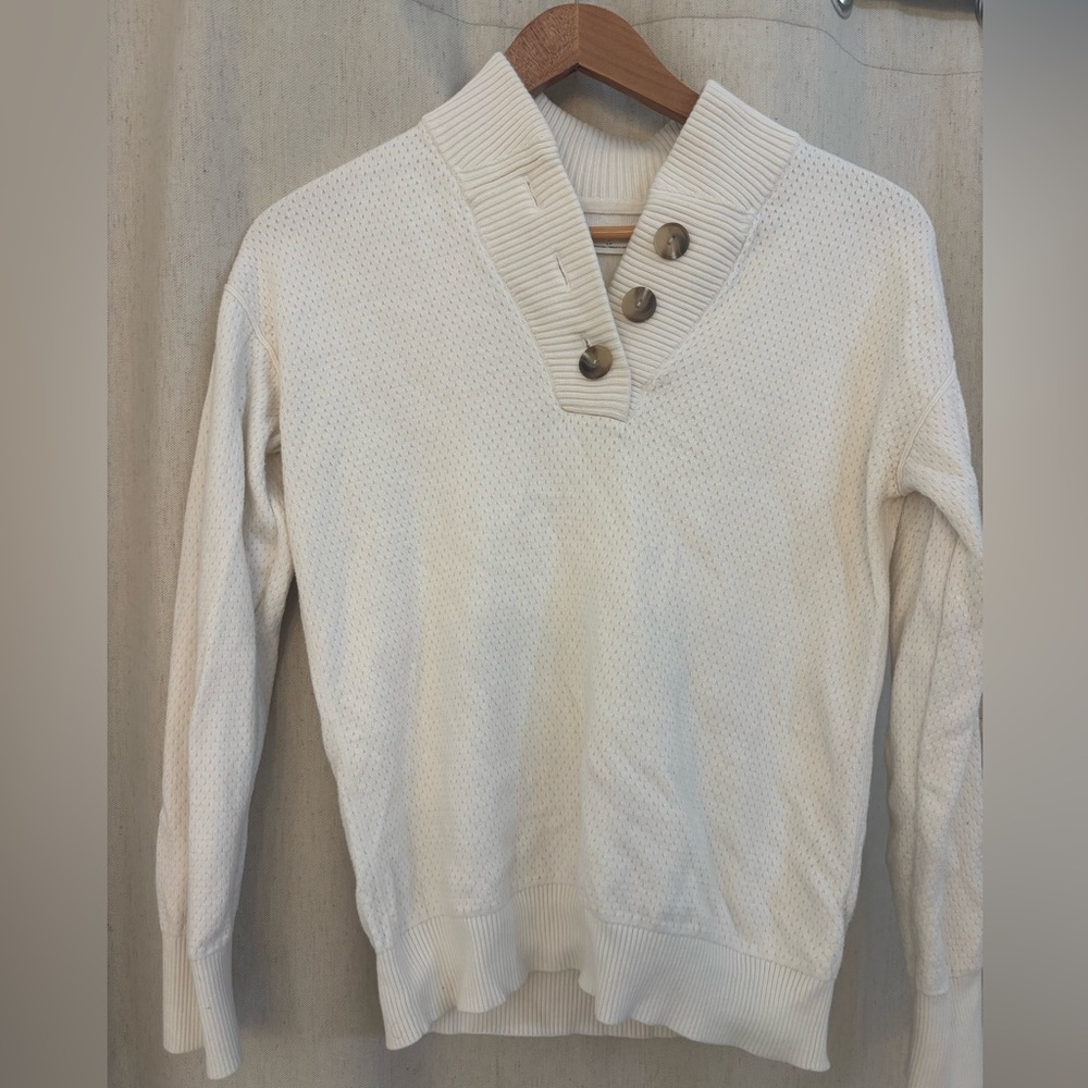 Tommy John Cream Sweater Lounge Henley  with Button Details
